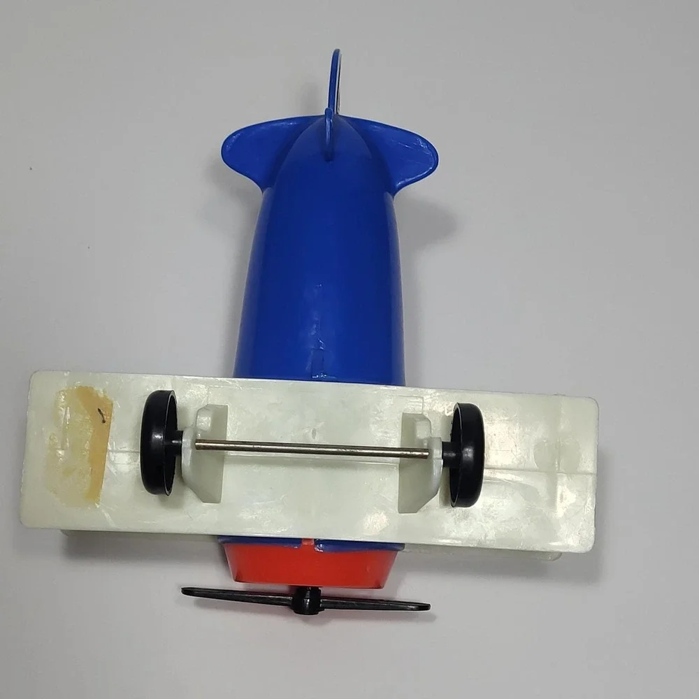 Vintage Fisher Price Little People Blue Biplane Airplane Toy with Pilot Figure